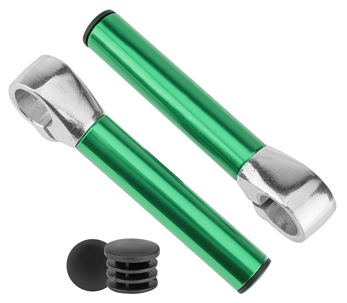 Рога на руль KWL-3 прямые алюминиевые зеленые 440032