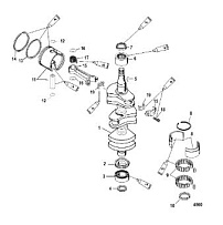 Коленчатый вал, поршни и шатуны 2-Х ТАКТНОГО ПЛМ MERCURY 55 Серийный номер от 9973100 до 0P016999