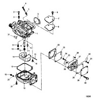 Карбюратор 2-х тактного ПЛМ MERCURY 9.9 M TMC Серийный номер от 0N059858 и выше