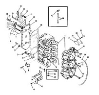 Блок цилиндров и картер 2-Х ТАКТНОГО ПЛМ MERCURY 75 Серийный номер от 0B240451 до 0C221999