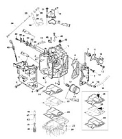 Блок цилиндров и крышки 4-Х ТАКТНОГО ПЛМ MERCURY F15 Серийный номер от 0G760300 до 1B226999