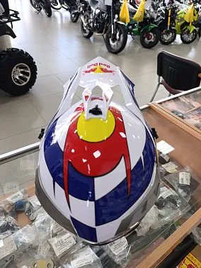 Шлем кроссовый HETOSHI RED BULL XD1-86 цв. Бело-фиолетовый р. L 
